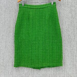 Vintage Stella Louise for KB Pencil Skirt Size 10 Green Pattern Lined Back Slit